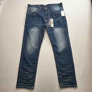 True Luck Men's Stretch Straight Denim Blue Jeans Size 34x30 NWT